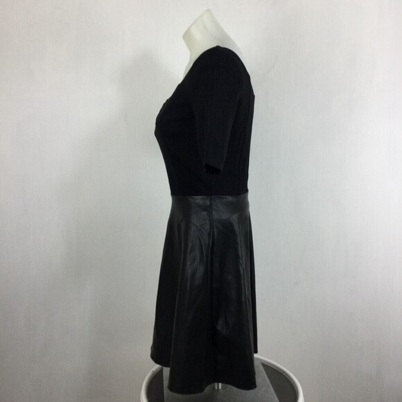 Bailey 44 Womens Fit & Flare Faux Leather Scoop Neck Mini Dress Black Size Small - Picture 6 of 9